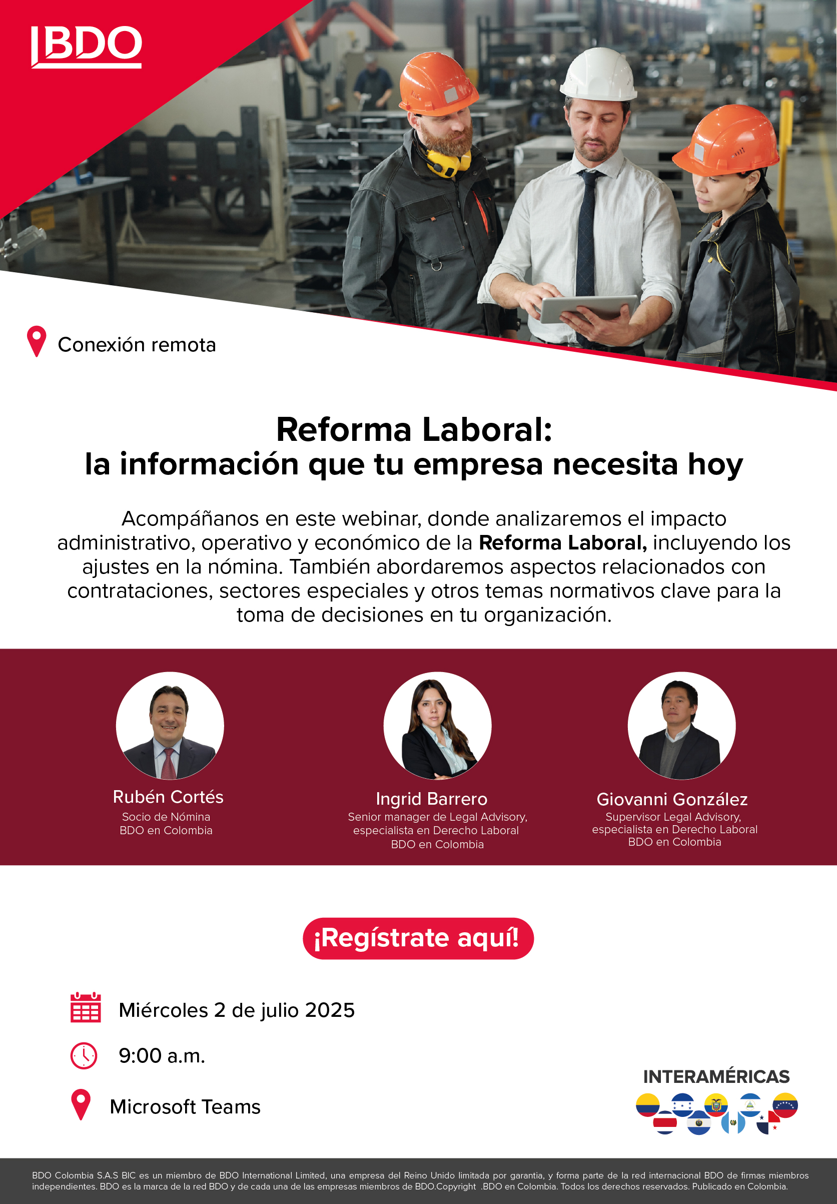 Webinar - Reforma Laboral: la información que tu empresa necesita hoy - BDO en Colombia